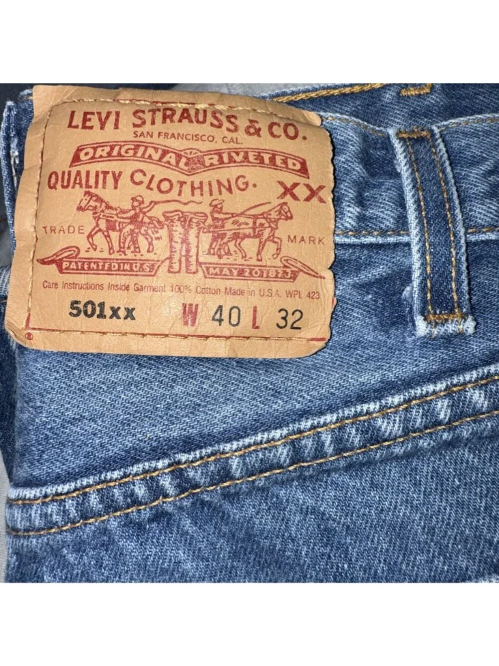 Levis 501XX Vintage‎ Jeans ACTUAL 38x30 USA Cotton Button Fly Blue Denim READ